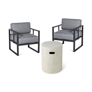 Komplet grafitno sivih vrtnih stolov Bellisima in bele mize Loris, ø 35 cm