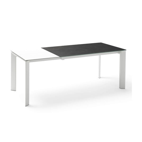 Črno-bela zložljiva jedilna miza Tamara, dolžina 160/240 cm