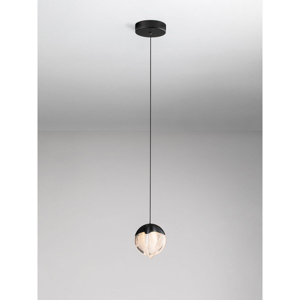 Mat črna aluminijasta LED zatemnitvena viseča svetilka s steklenim senčilom ø 12 cm Alicia – Nova Luce-image-4