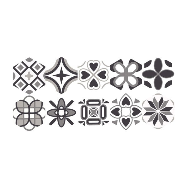 Set 10 talnih nalepk Ambiance Hexagons Fleurita, 20 x 18 cm