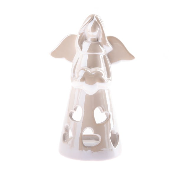 Beli keramični svečnik v obliki angela Dakls