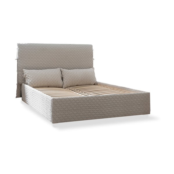 Bež oblazinjena zakonska postelja z letvenim dnom 140x200 cm Sleepy Luna - Miuform-image-2