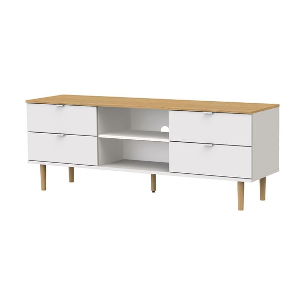 Bela/naravna TV omarica v hrastovem dekorju 162x61 cm Skagen – Tenzo-image-2