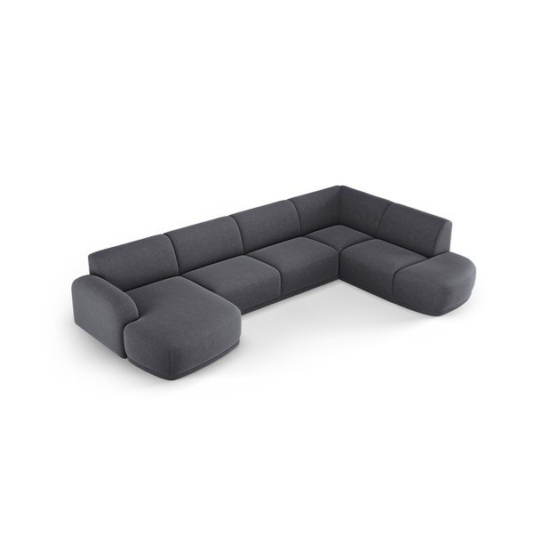 Siva žametna kotna sedežna garnitura Erin – Micadoni Home-image-4