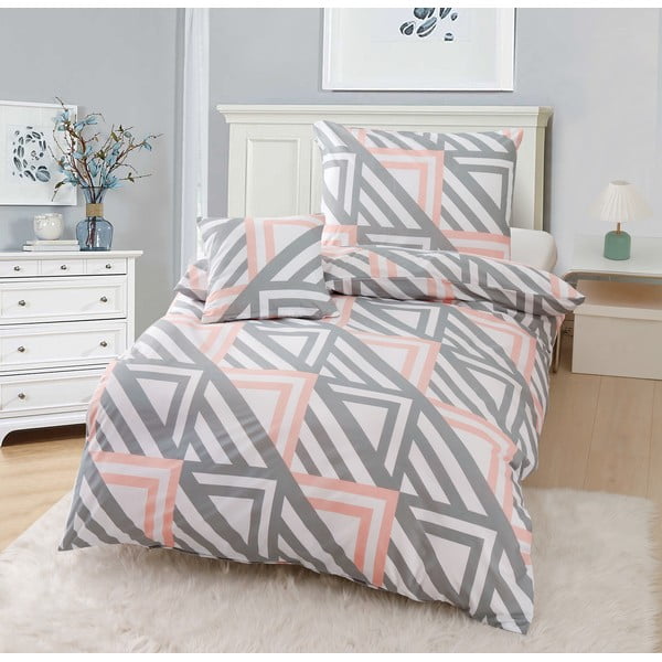 Rožnata/siva 3-delna posteljnina iz mikrosatena 140x200 cm Harper – My House