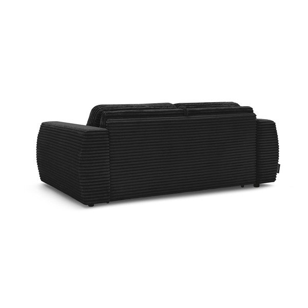 Črna sedežna garnitura za spanje/raztegljiva iz rebrastega žameta 240 cm Hugo – Bobochic Paris-image-4