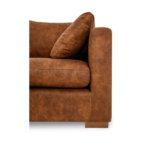 Kotna sedežna garnitura iz umetnega usnja v konjak rjavi barvi (levi kot) Hamburg – Scandic-image-4