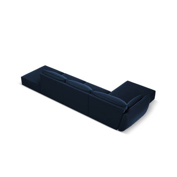 Temno modra žametna kotna sedežna garnitura (levi kot/z ležalnikom) Vanda – Mazzini Sofas-image-3