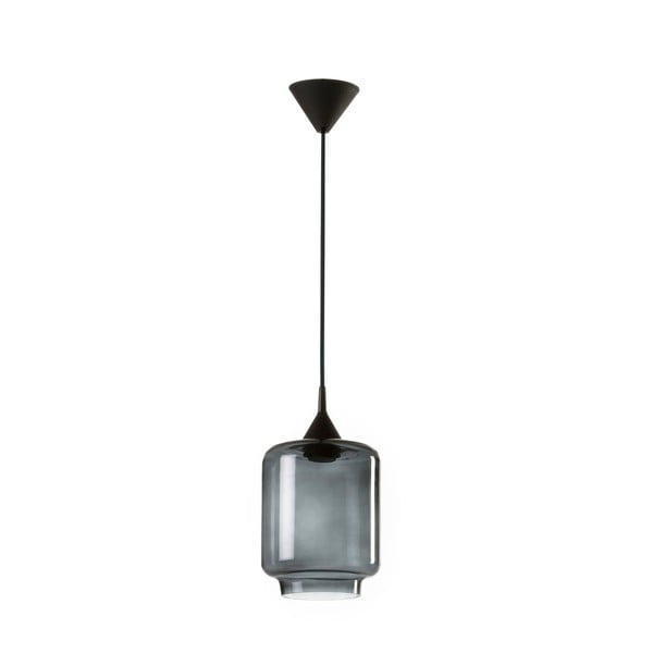 Črna viseča svetilka s steklenim senčnikom Tierra Bella Ambar, ø 20 cm