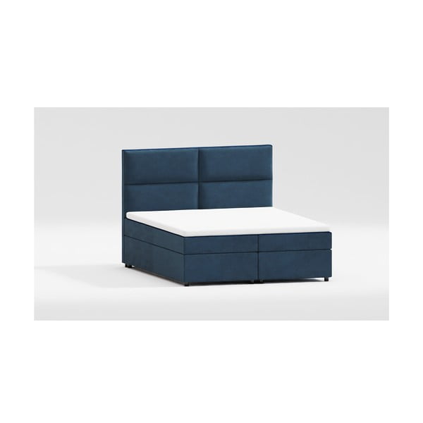 Temno modra boxspring postelja s prostorom za shranjevanje 180x200 cm Rico – Ropez