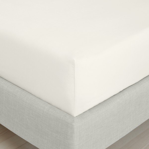 Kremno bela napenjalna rjuha iz bombažnega perkala 90x190 cm Cotton Percale – Bianca-image-3