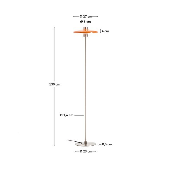 Oranžna stoječa svetilka s kovinskim senčilom (višina 130 cm) Nuvira – Kave Home-image-4