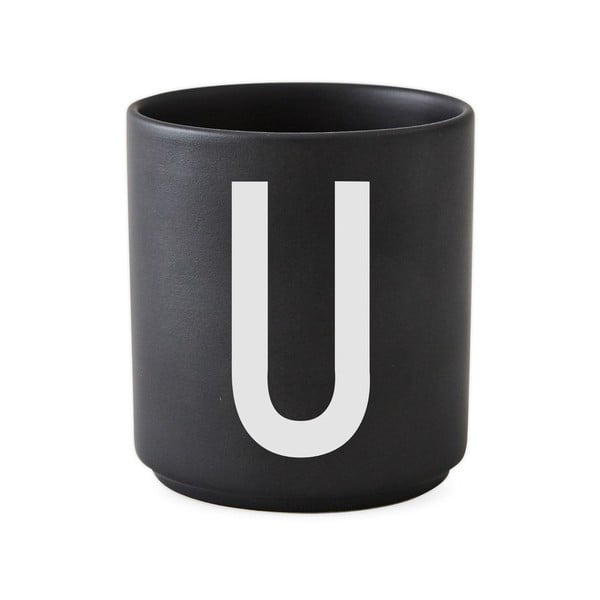 Črna porcelanasta skodelica Design Letters Alphabet U, 250 ml