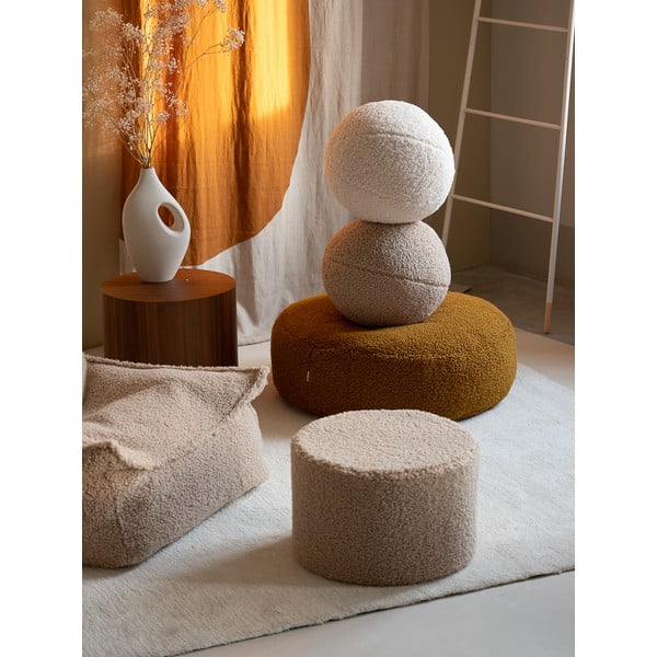 Rjava otroška vreča za sedenje iz tkanine bouclé Round – Wigiwama-image-4