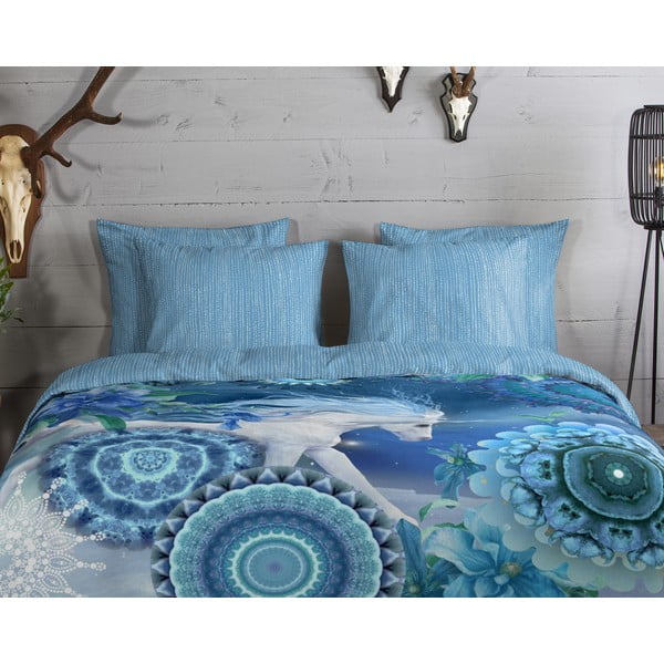 Modra enojna flanelna posteljnina 140x200 cm Lumi – HIP-image-2