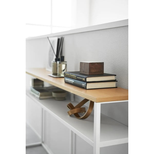 Bela/svetlo rjava stranska mizica v jesenovem dekorju 20,5x126 cm Tower – YAMAZAKI-image-4