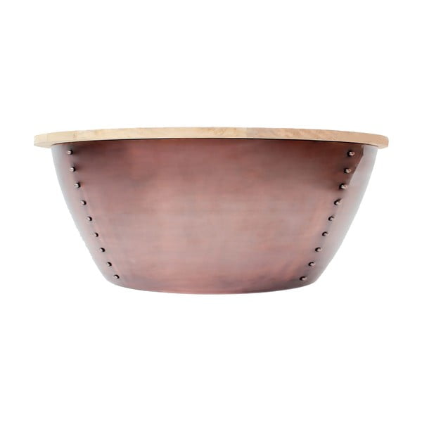 LABEL51 Indi stranska mizica bakrene barve z zgornjim delom iz mangovega lesa, Ø 38 cm