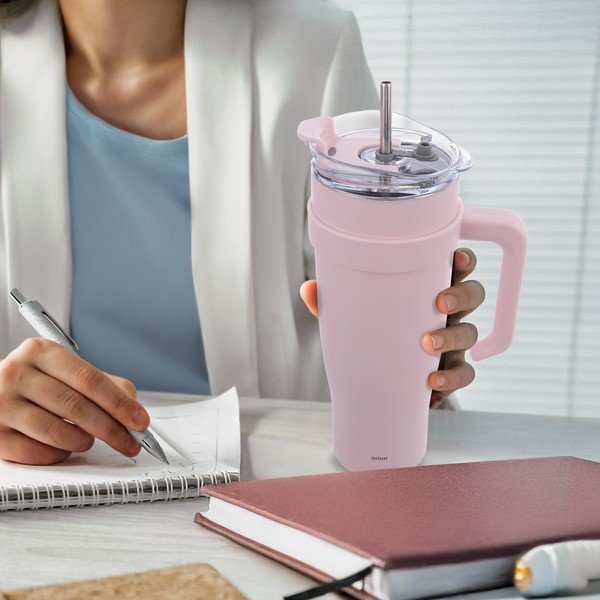 Rožnat termo lonček s slamico 1,2 l Termo – Orion-image-1