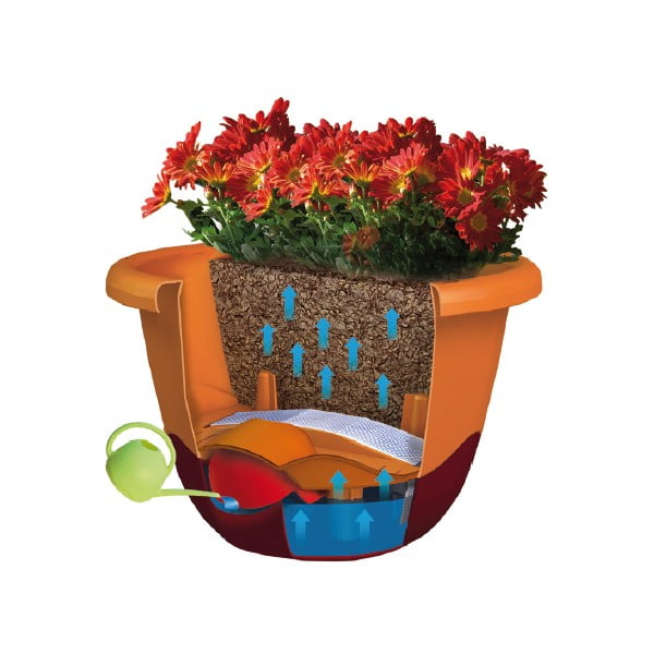 Bel samozalivalni cvetlični lonček Plastia Mareta, dolžina 25 cm-image-2