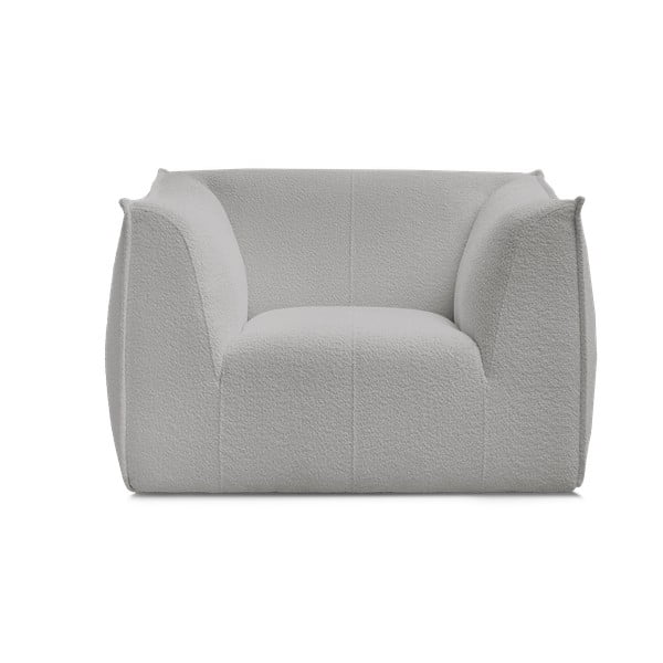 Svetlo siv fotelj iz tkanine bouclé Giorgia – Bobochic Paris-image-3