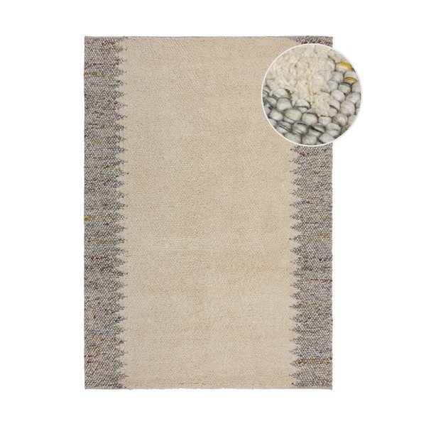 Siva/kremno bela ročno tkana preproga iz mešanice volne 160x230 cm Minerals Border – Flair Rugs