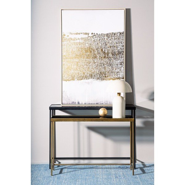 Črne/v zlati barvi stranske mizice v kompletu 2 ks s stekleno mizno ploščo 26x107 cm Yamir – Bizzotto-image-1