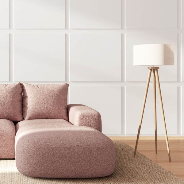 Rožnata kotna sedežna garnitura iz tkanine bouclé (desni kot/z ležalnikom) Monce – Rodier-image-3