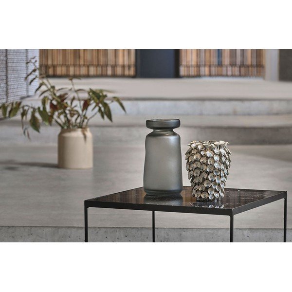 Črna mizica z mizno ploščo v marmornem dekorju 60x60 cm Gorm – Villa Collection-image-1