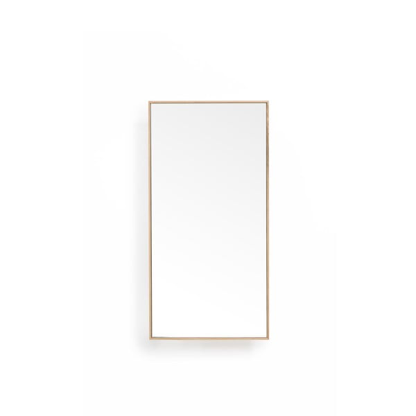 Polica z ogledalom iz hrastovega lesa v naravni barvi 31x61,5 cm Slimline - Wireworks-image-2