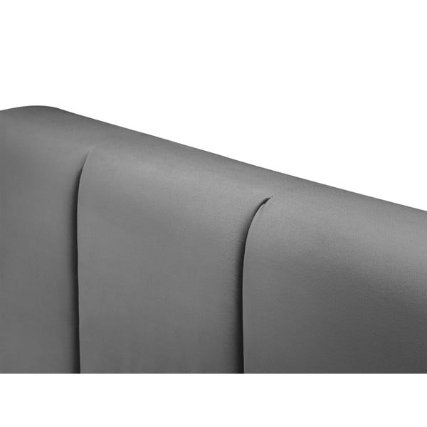 Svetlo siva žametna zakonska postelja Mazzini Beds Afra, 200 x 200 cm-image-4