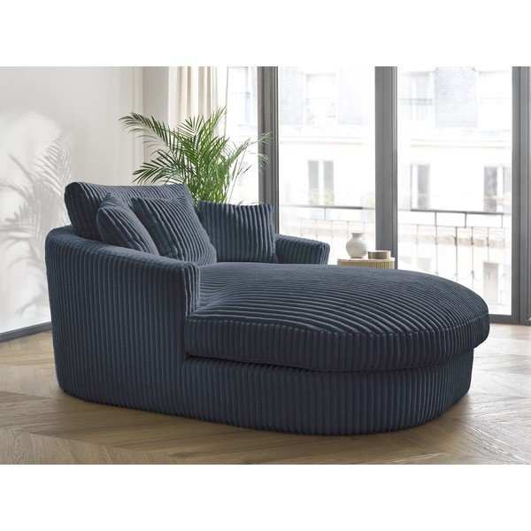 Temno moder fotelj iz rebrastega žameta Belem – Bobochic Paris-image-1