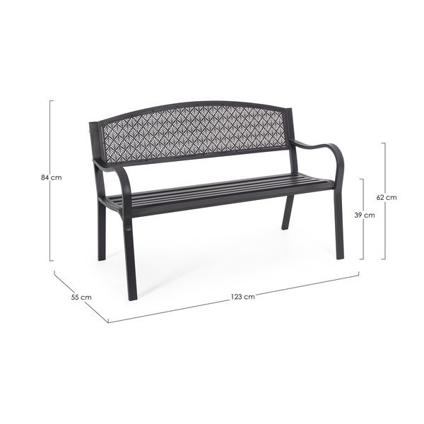 Antracitno siva kovinska vrtna klop Lizette – Bizzotto-image-4