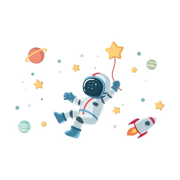 Otroška stenska nalepka Ambiance Astronaut in Starry Space, 90 x 60 cm