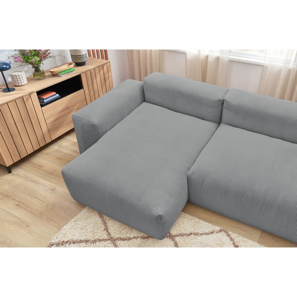 Svetlo siva kotna zofa iz rebrastega žameta (levi kot) Lafayette - Bobochic Paris-image-1