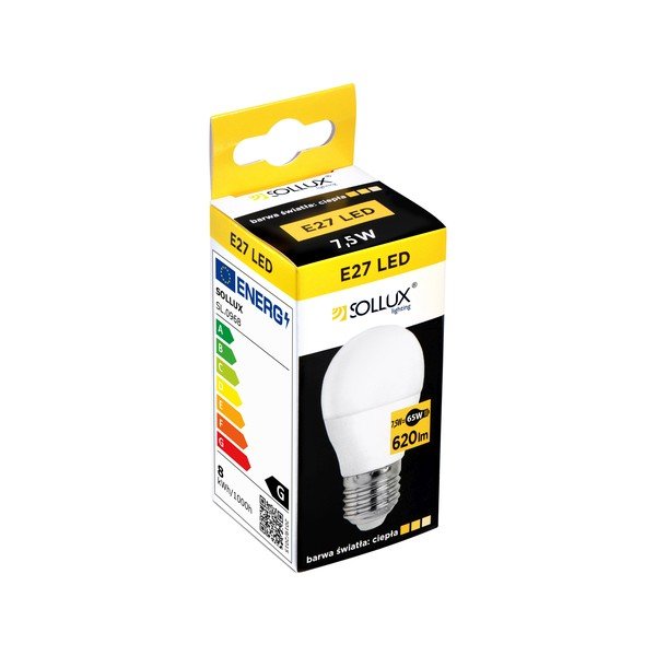 LED žarnica s toplo svetlobo z žarnico E27, 7,5 W – Sollux-image-1