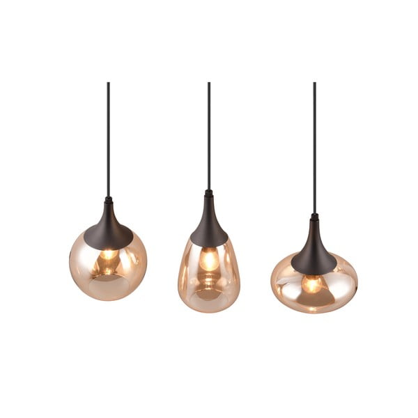Črna/oranžna viseča svetilka s steklenim senčnikom Lumina – Trio-image-2