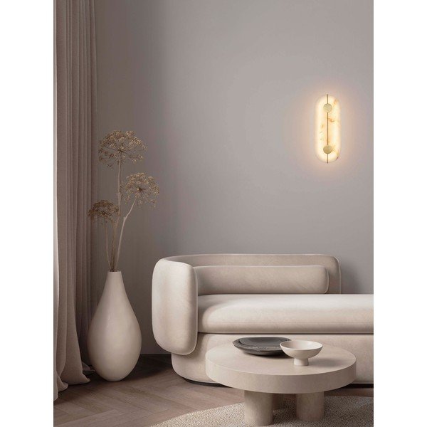 Kremno bela/medeninasta LED stenska svetilka v kamnitem dekorju Aider – Nova Luce-image-1