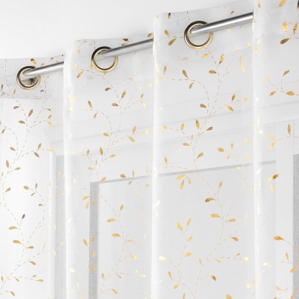 Zlato-bela prosojna zavesa iz tančice 140x240 cm Floressia – douceur d'intérieur