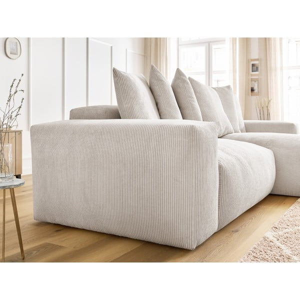 Kremno bela raztegljiva/s prostorom za shranjevanje kotna sedežna garnitura iz rebrastega žameta Voltaire – Bobochic Paris-image-4