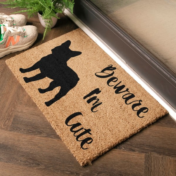 Predpražnik iz kokosovih vlaken 40x60 cm Beware I'm Cute French Bulldog – Artsy Doormats-image-1