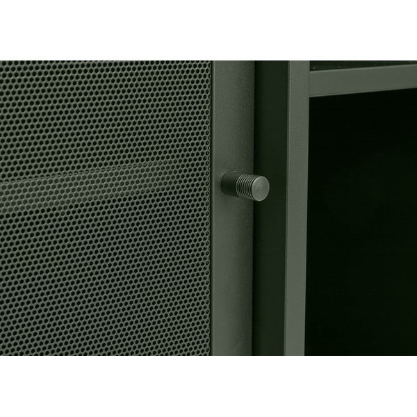Temno zelena kovinska nizka komoda z drsnimi vrati 160x75 cm Veep – Unique Furniture-image-2