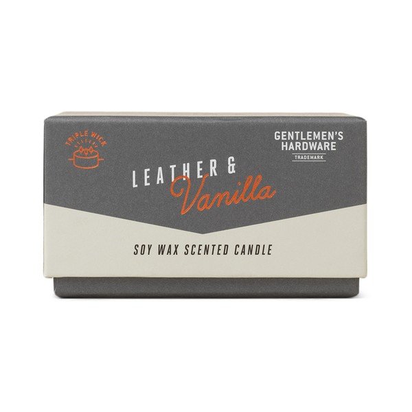 Dišeča sveča iz sojinega voska čas gorenja 40 h Leather & Vanilla – Gentlemen's Hardware-image-1