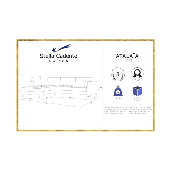 Džins modra zofa s kremnimi detajli Stella Cadente Maison Atalaia, levi vogal-image-1