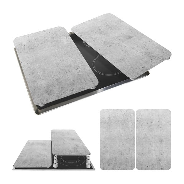 Komplet 2 sivih steklenih pokrovov za štedilnik Wenko Universal-image-3