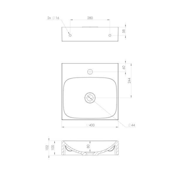 Bel umivalnik iz mineralnega kompozita 40x40 cm Emona – Sapho-image-4
