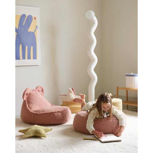 Rožnata otroška vreča za sedenje iz tkanine bouclé Round – Wigiwama-image-2