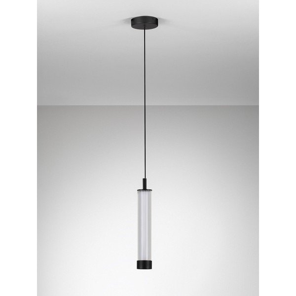 Mat črna aluminijasta LED zatemnitvena viseča svetilka s steklenim senčilom ø 6,5 cm Glovia – Nova Luce-image-4