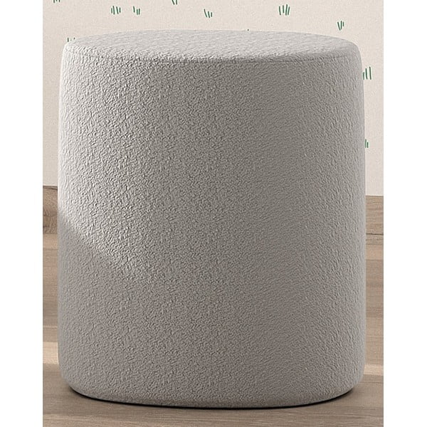 Svetlo siv otroški tabure iz tkanine bouclé MOON – Vipack-image-1