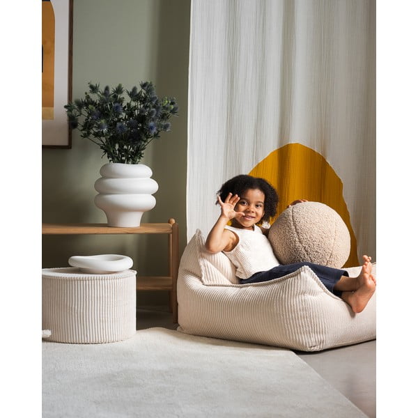 Kremno bel otroški tabure iz rebrastega žameta – Wigiwama-image-3