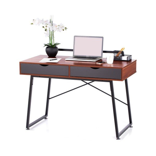 Pisalna miza z mizno ploščo v orehovem dekorju 57.5x120 cm Tolm – Homede-image-3